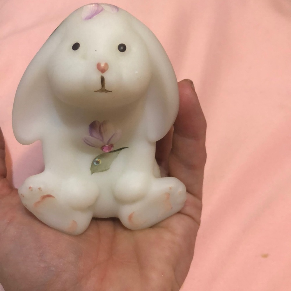 White hand painted bunny